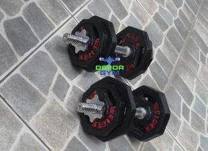 Pesas 20 KILOS gym power Y MANCUERNAS CROMADAS Y