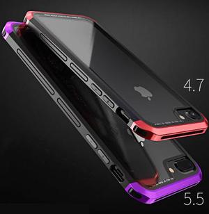 Funda Case Protector Bumper Metal + Cristal Iphone 7, 7plus