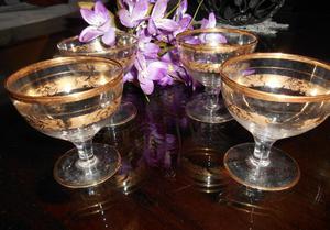 Copas Champagne estilo Vintage Filo Dorado x 4 Unidades