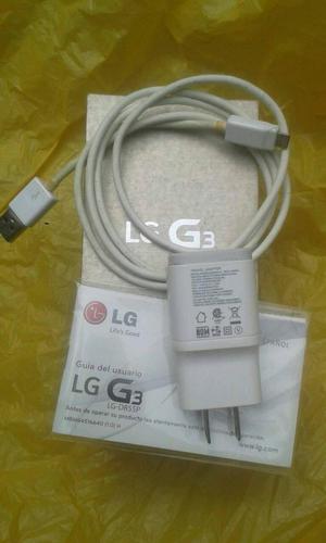 cargador y caja con manual de LG G3D855