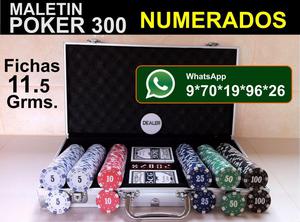 Poker Maletin 300 Fichas Numeradas