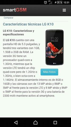 Lg K10 4g Blanco