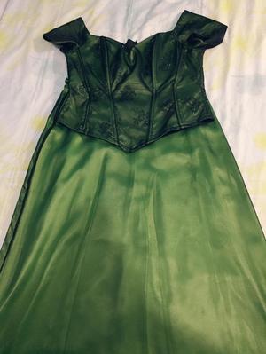 Vestido Verde, Corte Princesa, Talla L