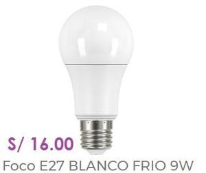Foco E27 9 W Blanco Frio de Garantia