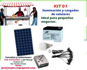 kit solar cargador de celulares iluminacion