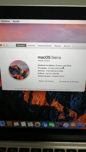 Macbook Pro Retina Core i5 4gb ram 128 SSD Cambio o vendo