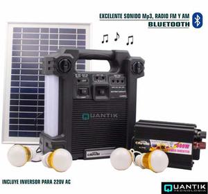 Kit Solar Portátil+4 Focos+inversor220v+radio