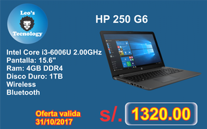 HP 250 G, Intel Core iU 2.00GHz, 4GB DDR4, 1TB