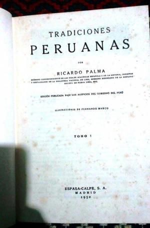 Colección original de 6 tomos de Tradiciones Peruanas de