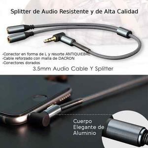 Cable Splitter Punta L De Audio Audifono Y Smartphone 1 A 2