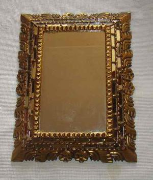 Remato Hermoso Antiguo Espejo Pan De Oro Imperial Tallado