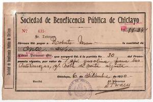 , Sociedad De Beneficencia Publica De Chiclayo - Recibo