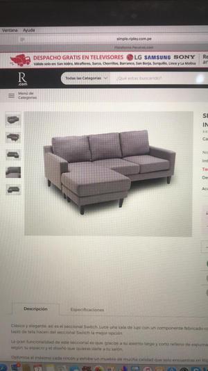 Seccional de Tela con Patas de Madera