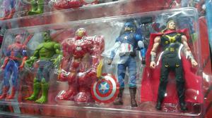 Muñecos avengers hombre araña, capitan america, Hulk, iron