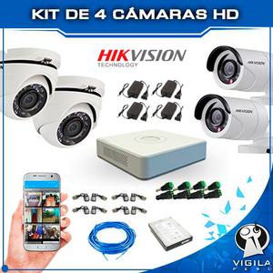 Kit Completo de 4 Cámaras Hd Hikvision