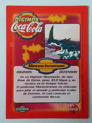 Monochromon Card #18 Digimon Coca Cola Serie 1, Perú 