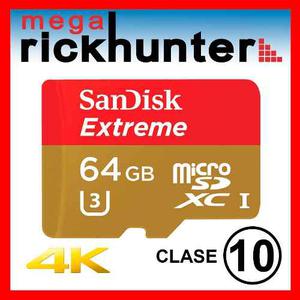 Memoria Micro Sd 64 Gb Sandisk Extreme 4k Clase 10 U3 90mb/s