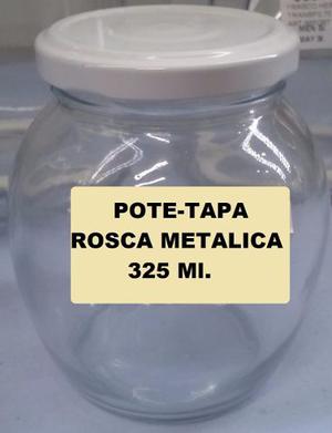 Frasco-pote De Vidrio-tapa Rosca Metálica De 325ml