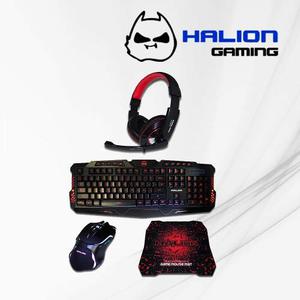 Kit Gamer Halion Ha820 Teclado/mouse/auricular/pad