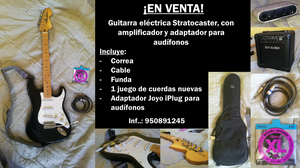 Guitarra Eléctrica con amplificador y accesorios