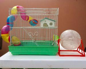Jaula para hamster con 2 pisos con accesorios y Esfera