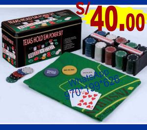 Poker 200 Fichas en Caja de Metal Set Completo Nuevo