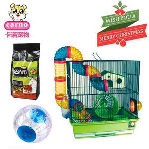Jaula Para Hamster Grande 2 Niveles Esfera Y Comida Navidad