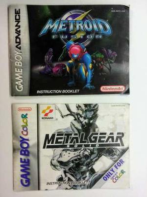 Manuales Game Boy - Metroid Fusion Y Metal Gear Solid