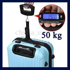 Balanza de equipaje resiste hasta 50 kg. Incluye pila.