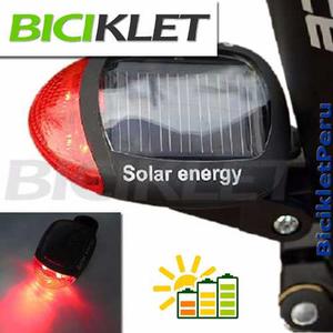 Luz Roja Intermitente Recargable Solar Para Bicicleta