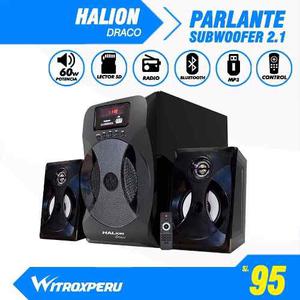 Parlante Bluetooth 60w Halion, Radio, Usb, Sd Luz Led, Nuevo