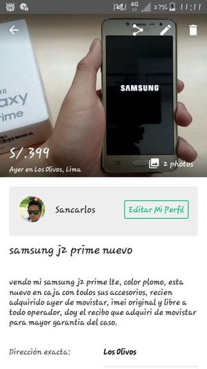 Samsung Prime J2 en Caja Nuevo