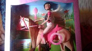 Muñeca Barbie Equitadora Con Hermoso Caballo (nuevo En