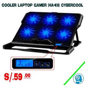 Cooler Gamer Para Laptop Cybercool Ha-k6 Con 6 Ventiladores