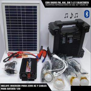 Kit Solar Portátil 4 Focos/inversor de 220vac/radio Fm, Am