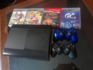 Negro Ps3 Super Slim 500 Gigas con 2 Jue