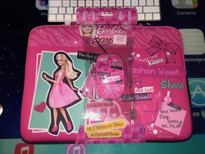 Funda Para Laptop Notebook Con Mouse Barbie Mattel