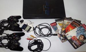 Playstation 2 Original 2 Mandos Memoria 8 Mb Y 5 Juegos