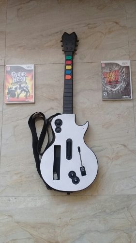 Wii Guitarra Inalambrica + 2 Guitar Hero Originales