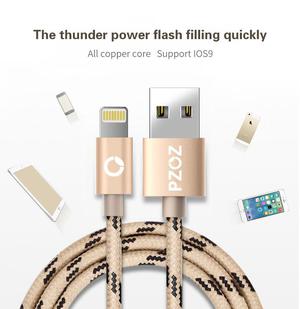 Cable nylon 2.4A Carga Rápida iPhone 7 6 6s plus 5 5s ipad
