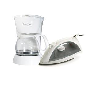 Combo Cafetera 12 Tazas Plancha Seca/vapor Contiental Blanco