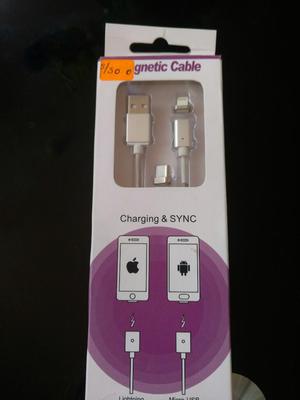 Cable Usb Magnético con Cabezal iPhone Y Tipo C