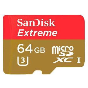 Memoria Micro Sd 64gb Sandisk Clase mb/s, 4k, Gopro