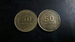 Moneda Antigua Del Perú- 50 Soles De Oro 