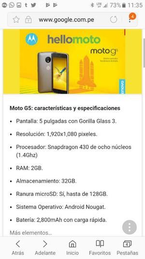 Vendo Moto G5. Nuevo