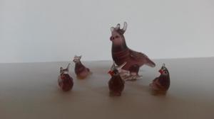 Adornos: miniaturas de mamá ave con sus 4 crías