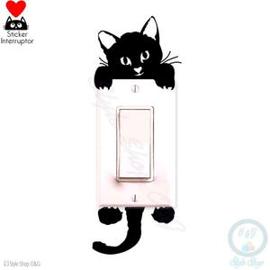 Lindo Sticker Interruptor Gato Negro
