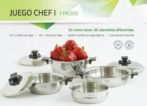 Ollas Rena Ware Chef1 de 7pz Nuevo/caja