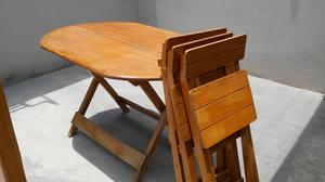 Remato mesa plegable de madre con 3 sillas