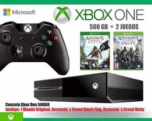 Xbox One 500gb + 2 Juegos: Ac Black Flag Y Ac Unity